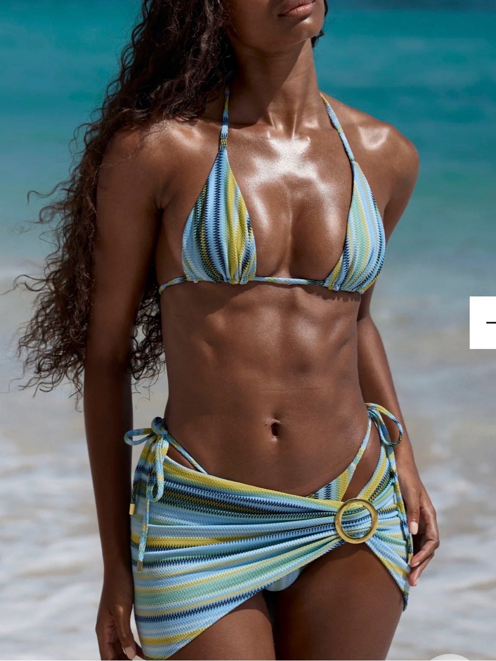 Monday Swimwear Sardinia Stripe Azure 2 piece Bikini Set